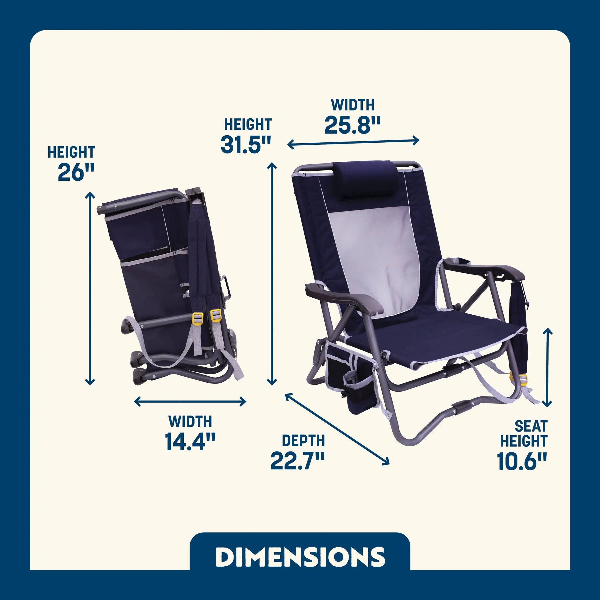 Foldable Bi-Fold Slim Event Chair - Folding Rocking Chair - Perfect for Tailgating Detail