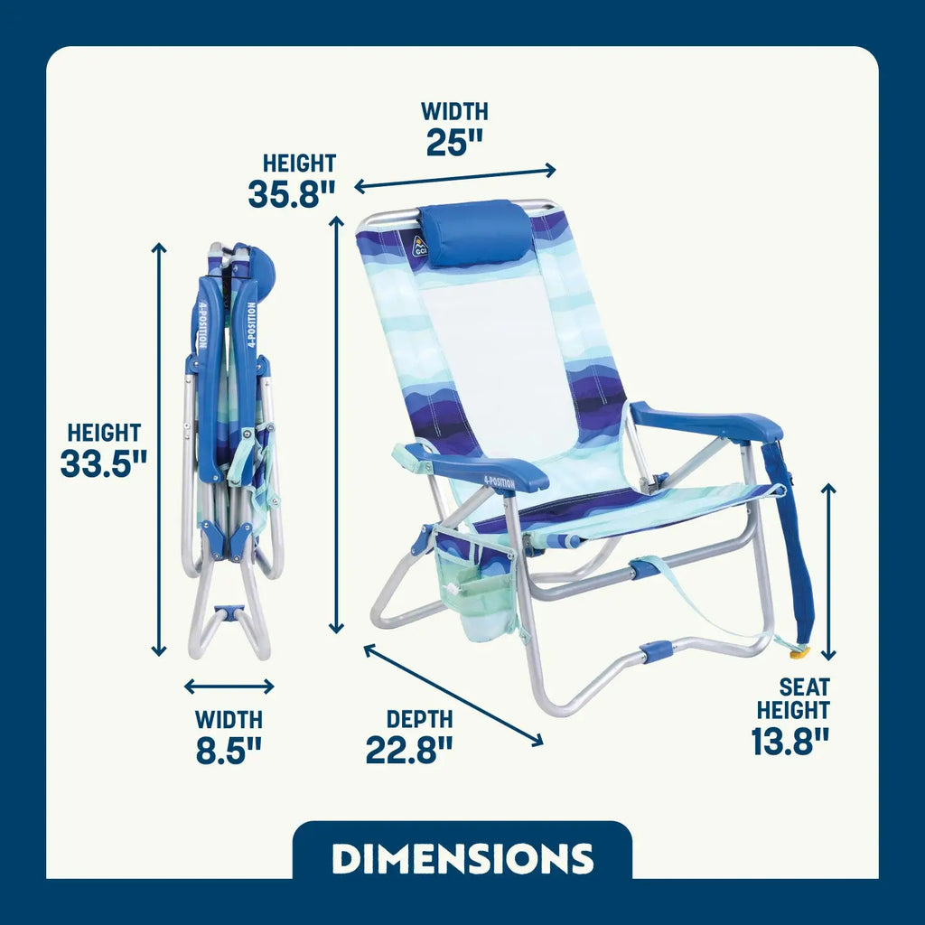 Premium All-Weather Bi-Fold Beach Chair - Outdoor Rocking Chairs with Dynamic Comfort Edge Detail