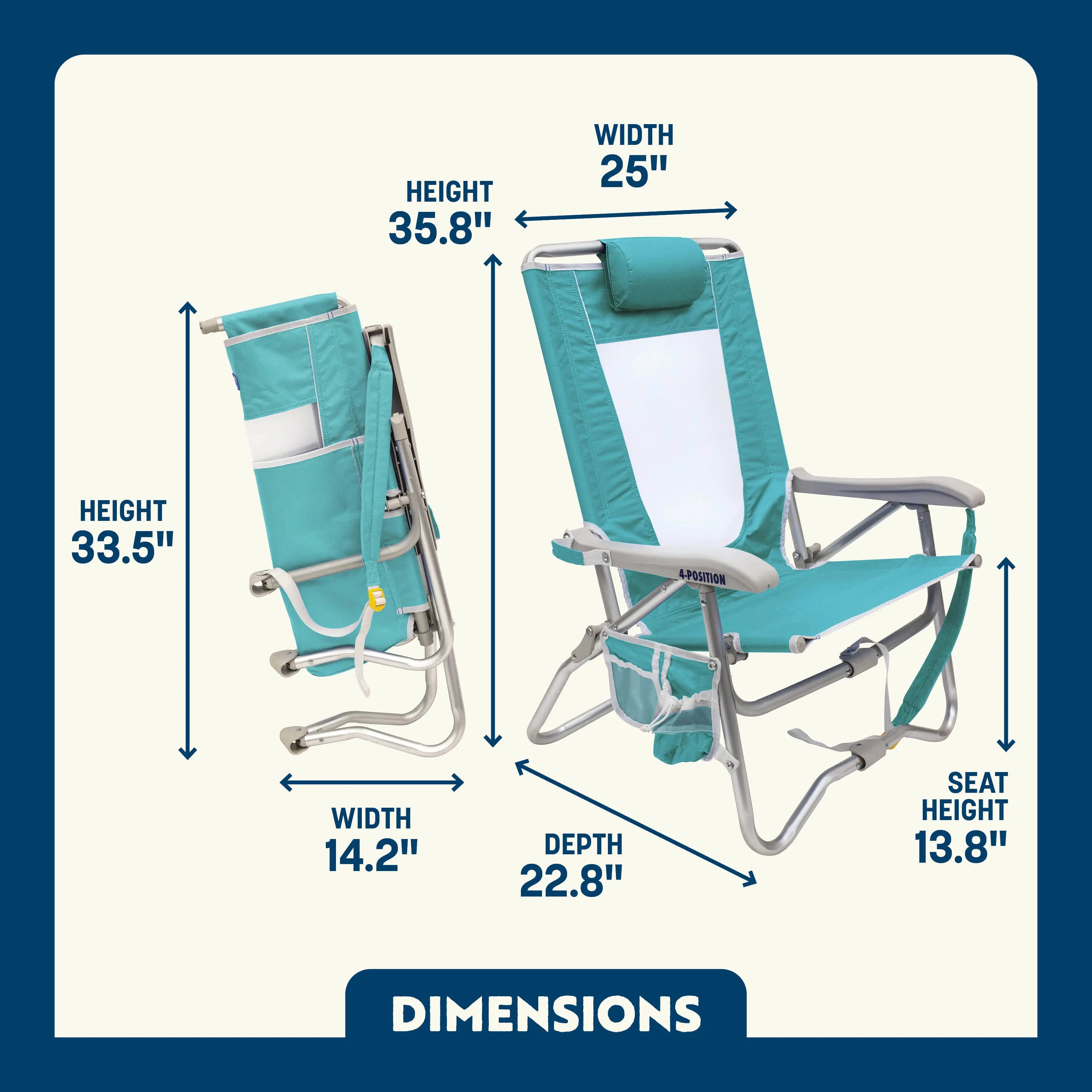 Premium All-Weather Bi-Fold Beach Chair - Outdoor Rocking Chairs with Dynamic Comfort Edge Detail