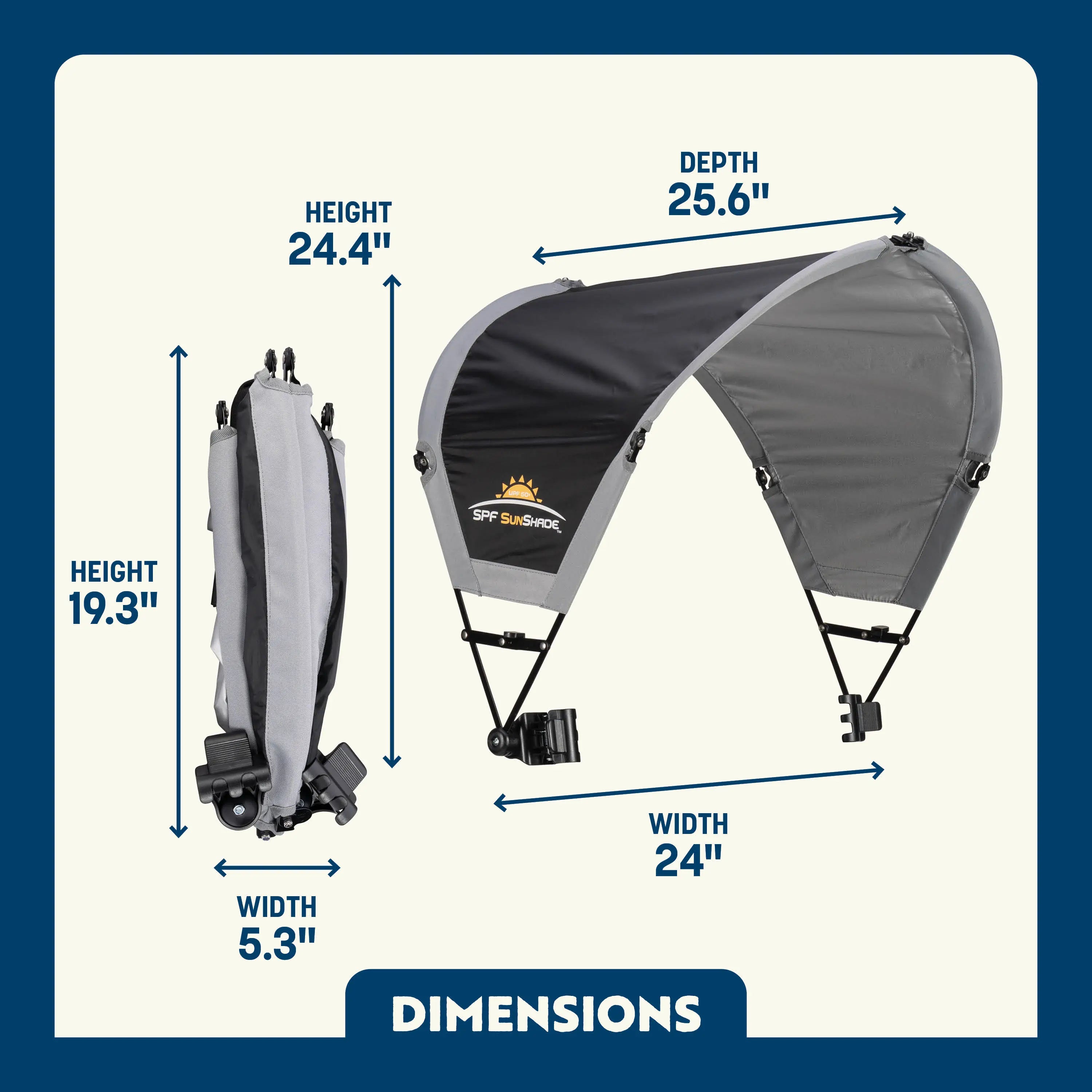 Heavy Duty SunShade Accessory - Black - Portable Beach Canopy with Adjustable Shade Angle Detail