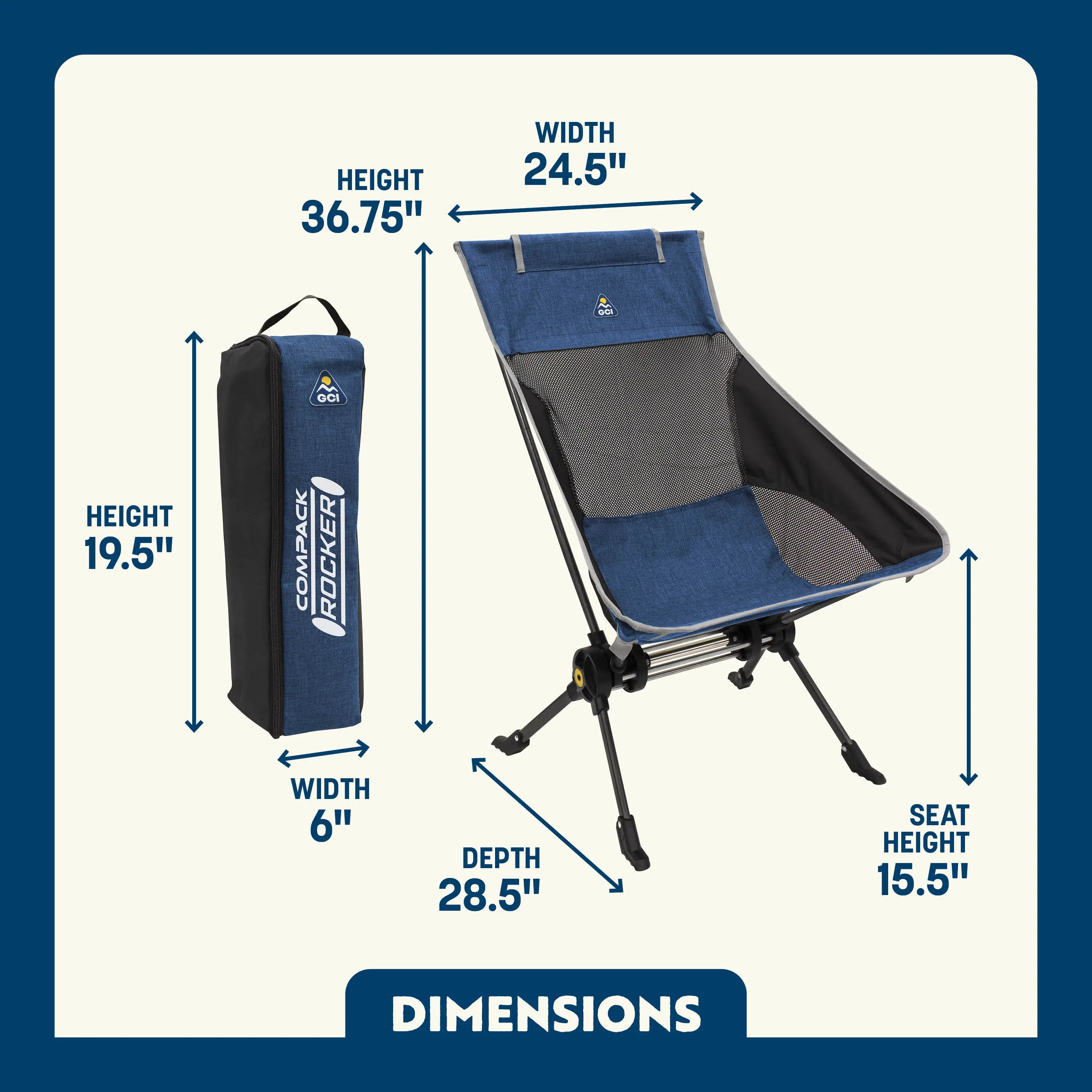 Ultra-Comfortable ComPack Rocker - Rocker Chair for Camping & Lawns Detail
