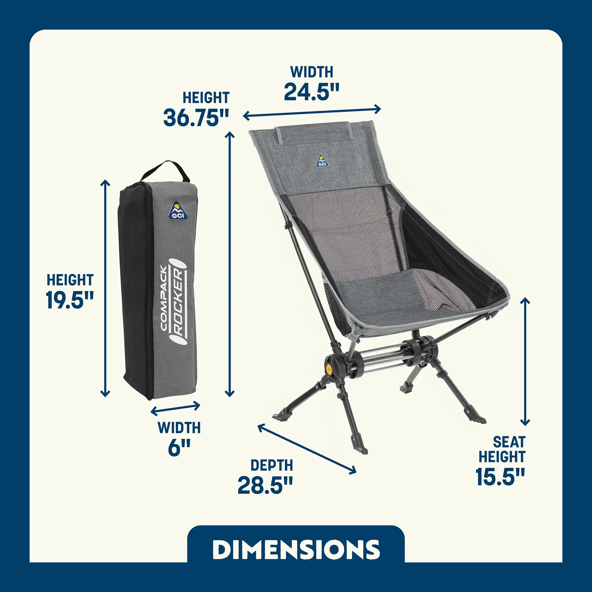 Ultra-Comfortable ComPack Rocker - Rocker Chair for Camping & Lawns Detail