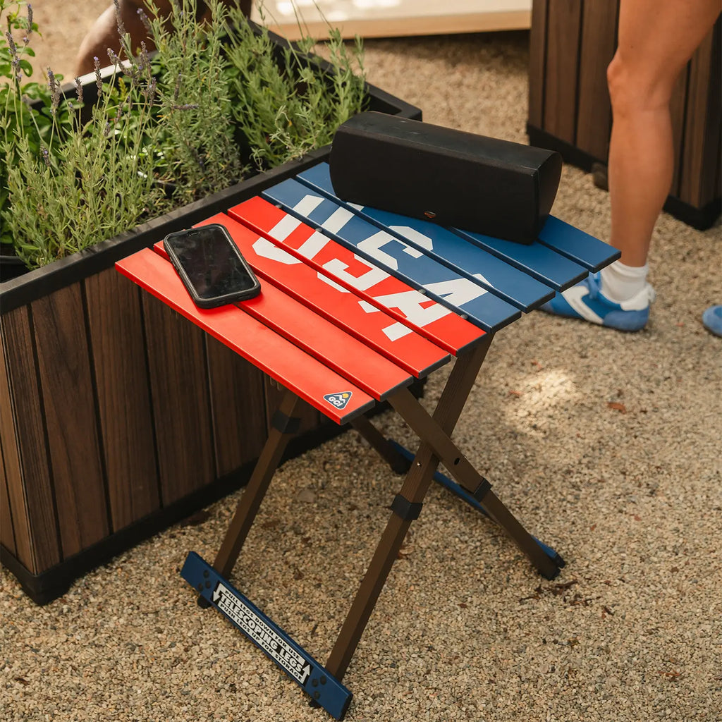 Portable Outdoor Compact Camp Table 20 - USA Anniversary Deluxe - Portable Camp Kitchen Table Counter Detail
