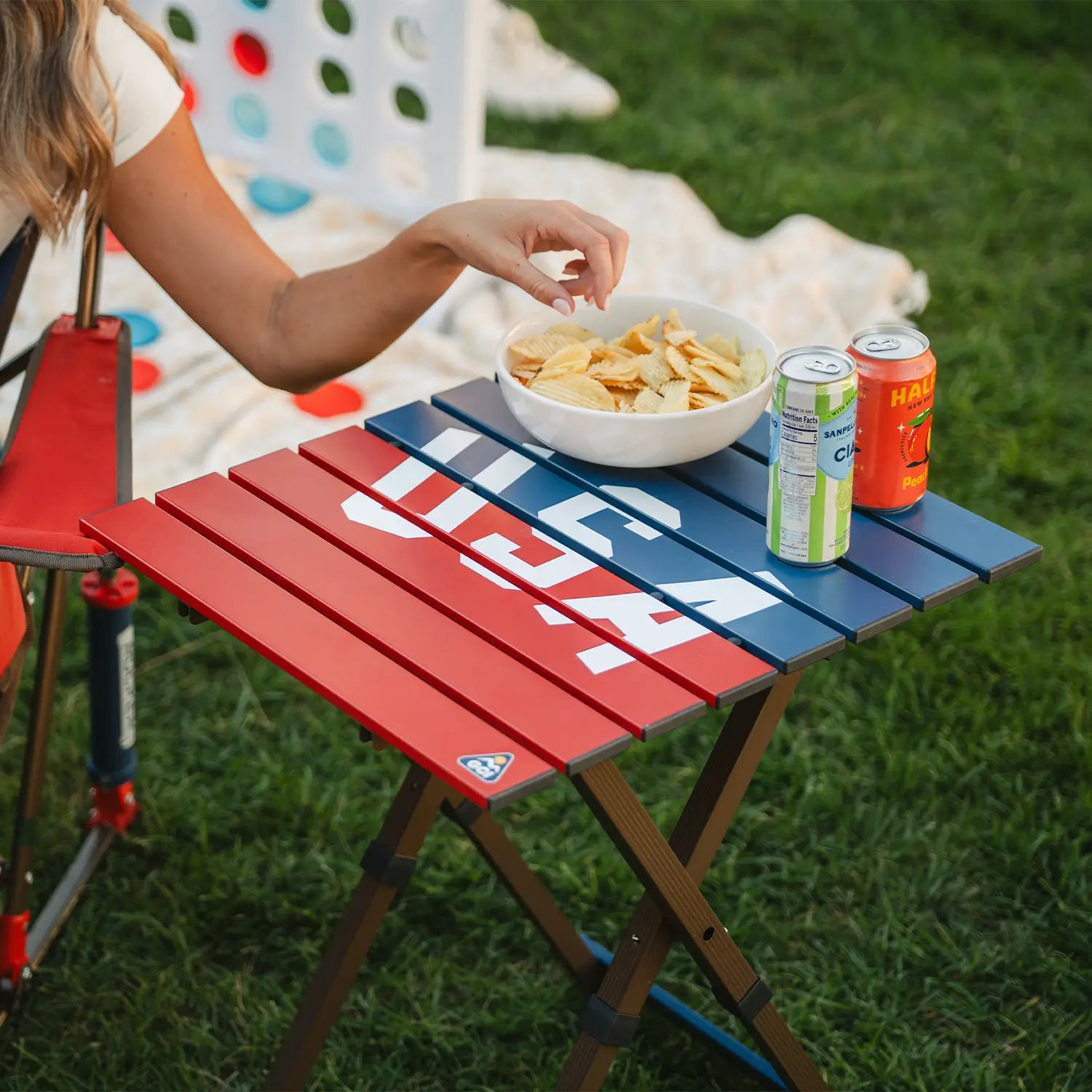 Portable Outdoor Compact Camp Table 20 - USA Anniversary Deluxe - Portable Camp Kitchen Table Counter Detail