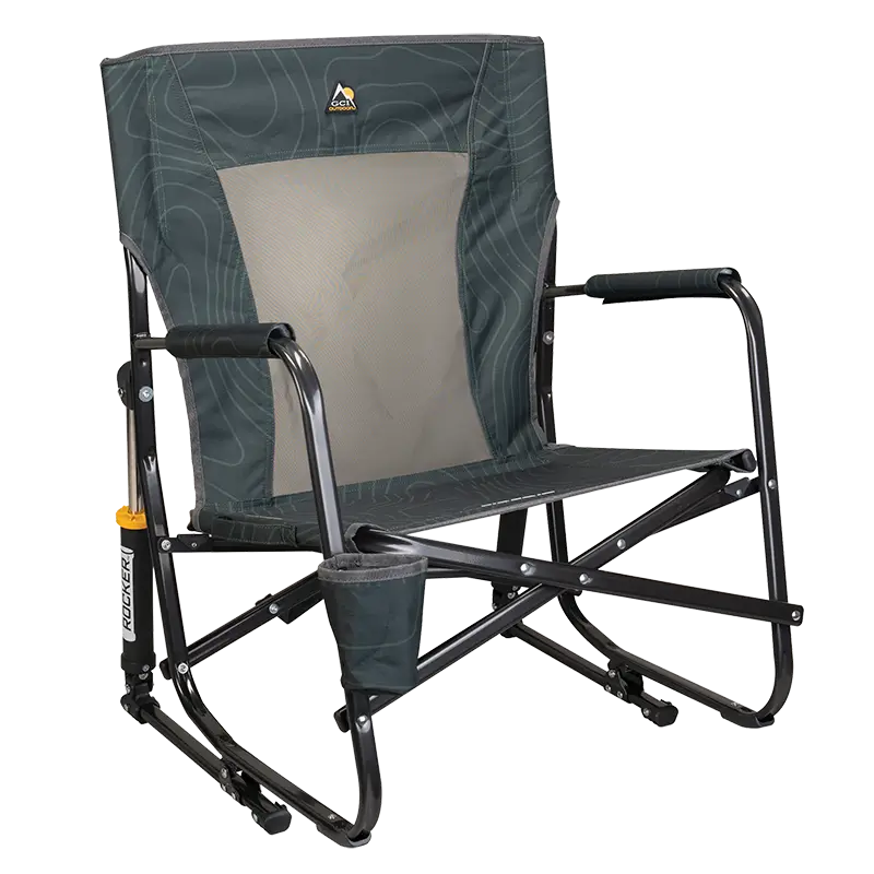 Heavy Duty FirePit Rocker - Rocker Chair for Camping & Lawns - Hunter Topo