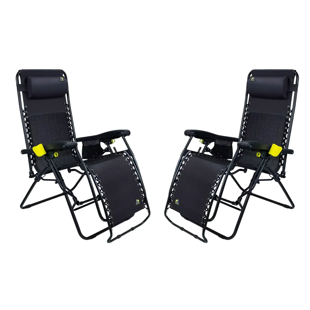 Foldable Freeform Zero Gravity Lounger Bundle - Folding Rocking Chair - Perfect for Tailgating - Black