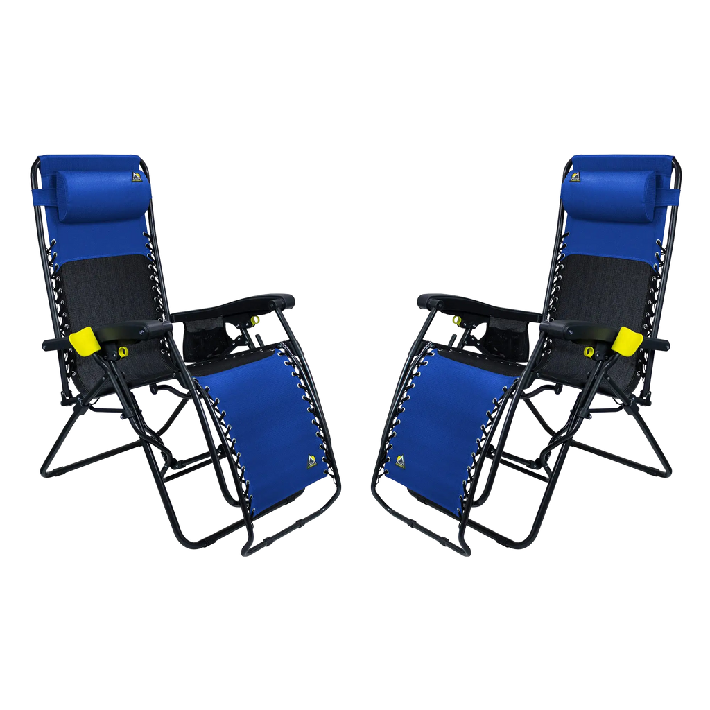 Foldable Freeform Zero Gravity Lounger Bundle - Folding Rocking Chair - Perfect for Tailgating - Royal Blue