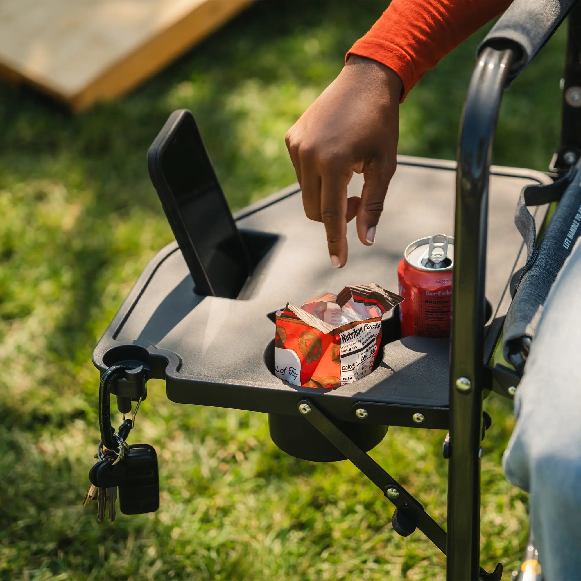 Ergonomic Portable Freestyle Rocker with Side Table - Folding Rocking Chair - Perfect for Tailgating Detail