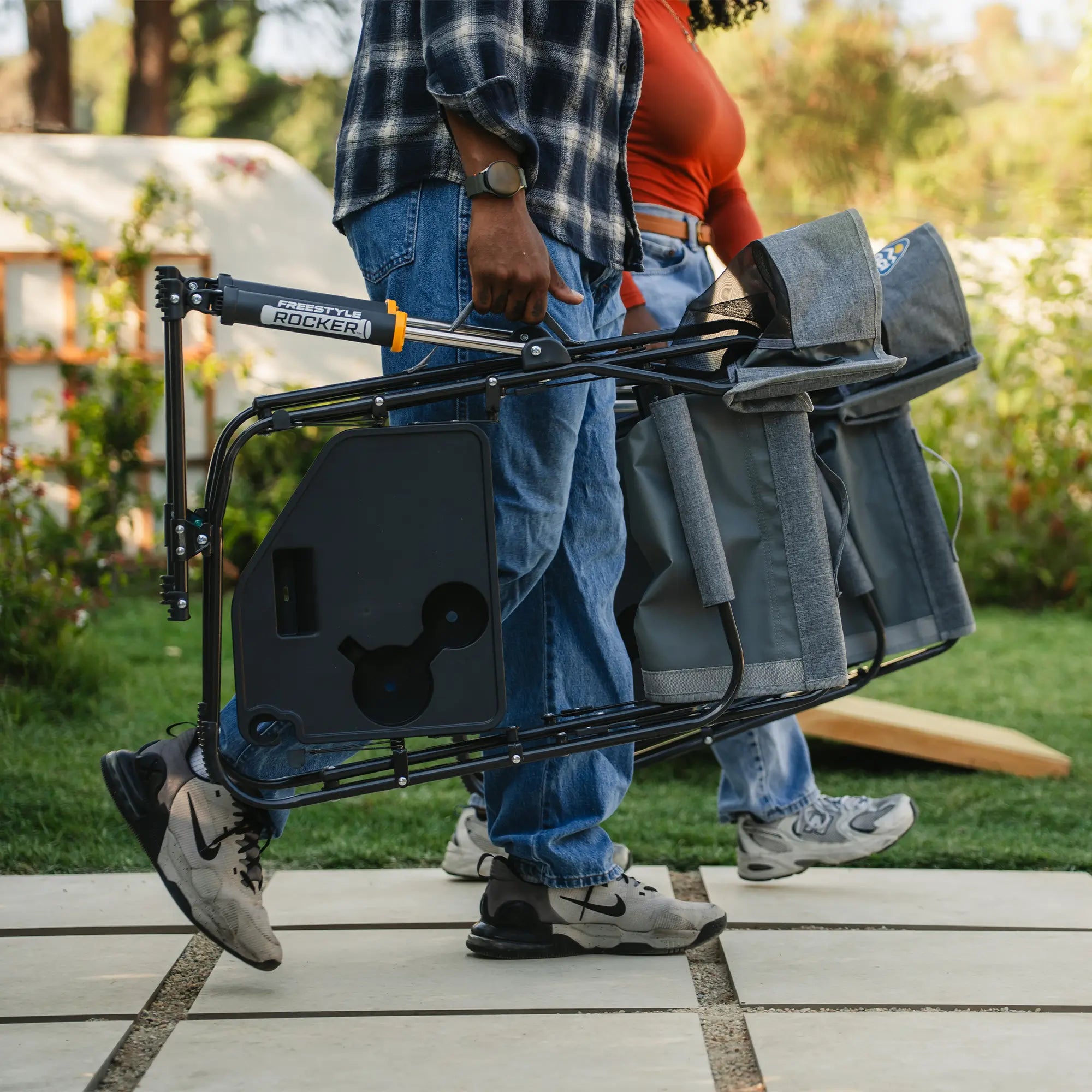 Ergonomic Portable Freestyle Rocker with Side Table - Folding Rocking Chair - Perfect for Tailgating Detail