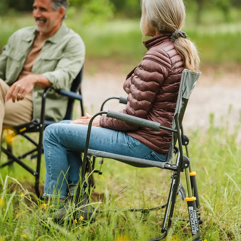 Ergonomic Portable Freestyle Rocker with Side Table - Folding Rocking Chair - Perfect for Tailgating Detail