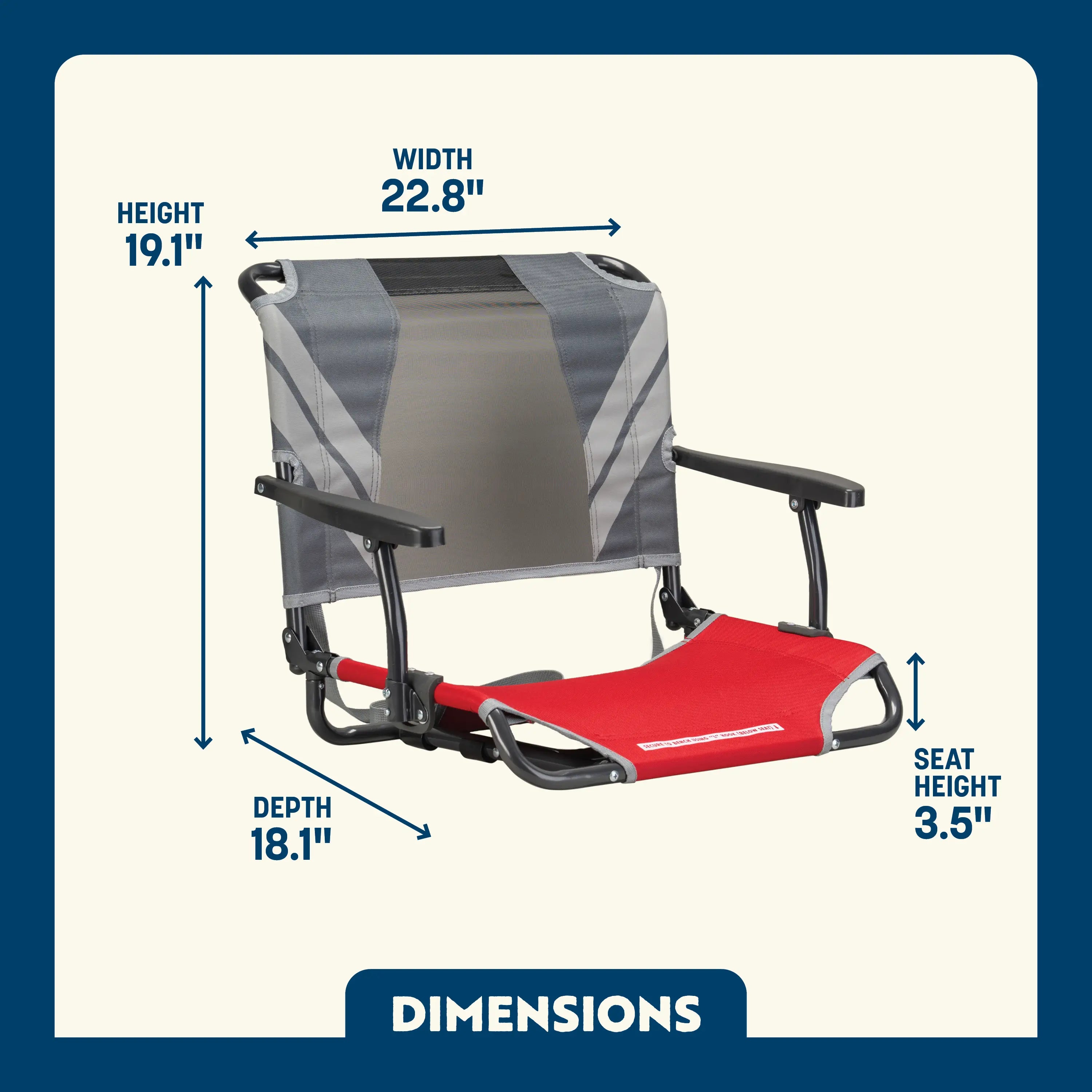 Heavy Duty Big Comfort Stadium Chair with Armrests - Rocker Chair for Camping & Lawns Detail