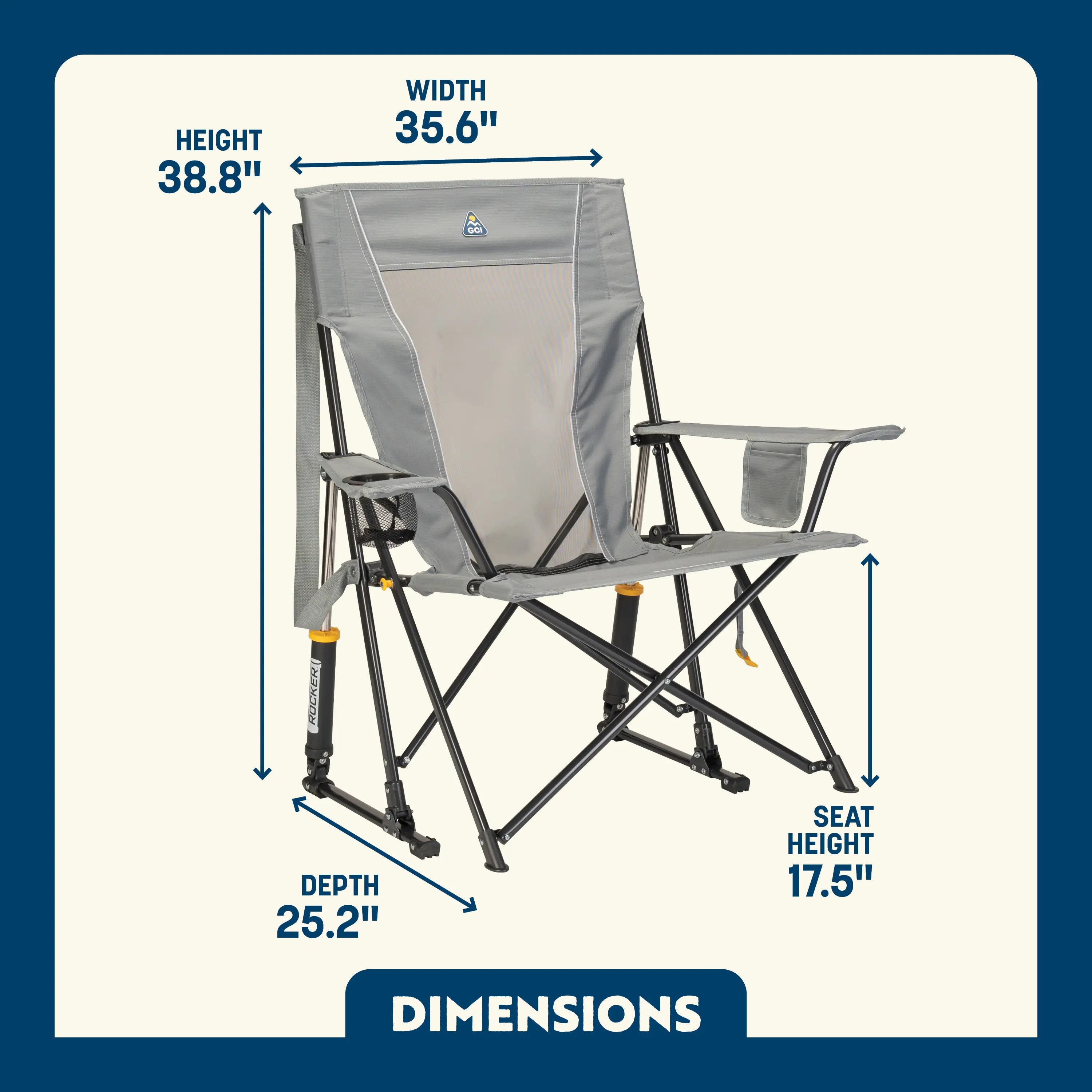 Foldable Comfort Pro Rocker - Rocker Chair for Camping & Lawns Detail