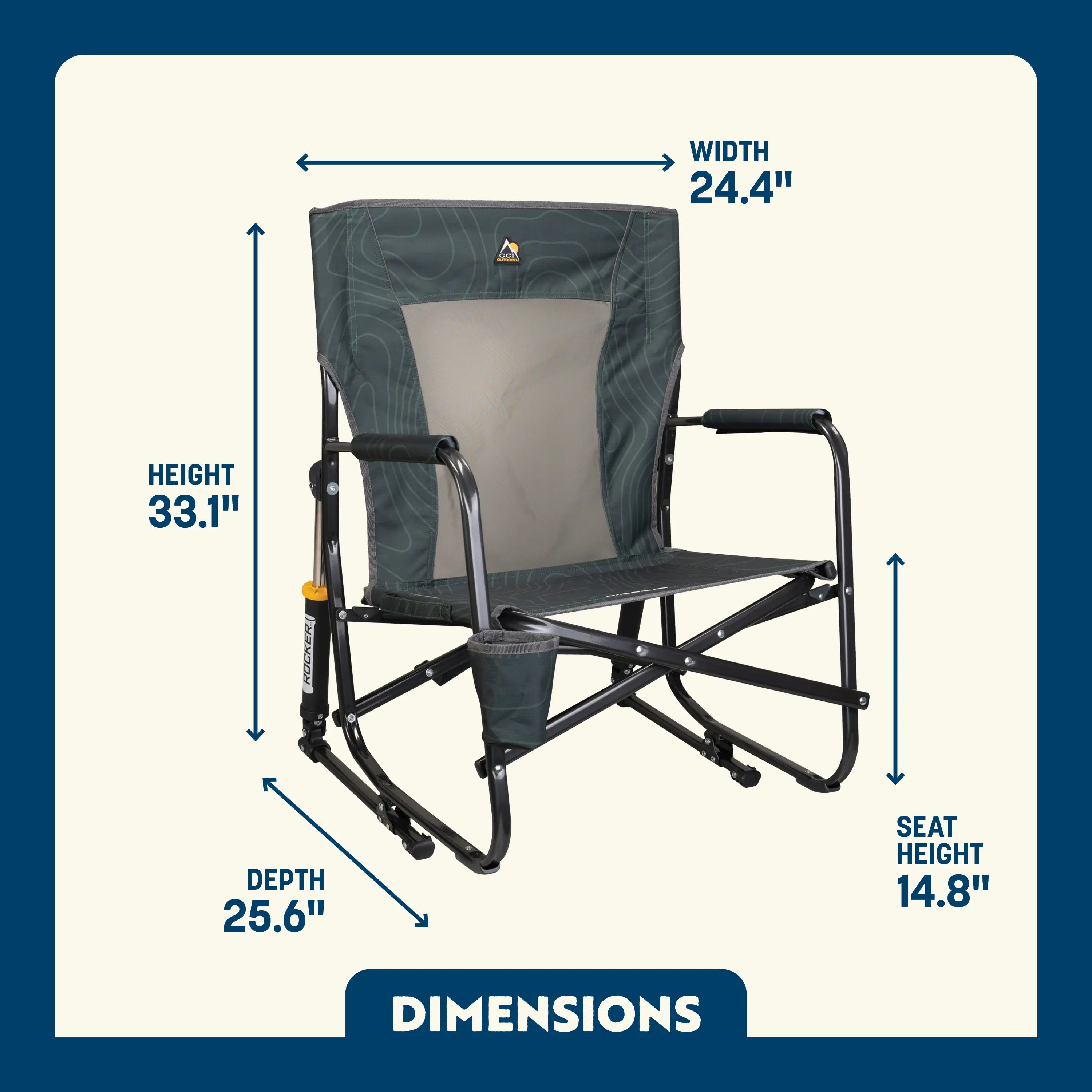 Heavy Duty FirePit Rocker - Rocker Chair for Camping & Lawns Detail