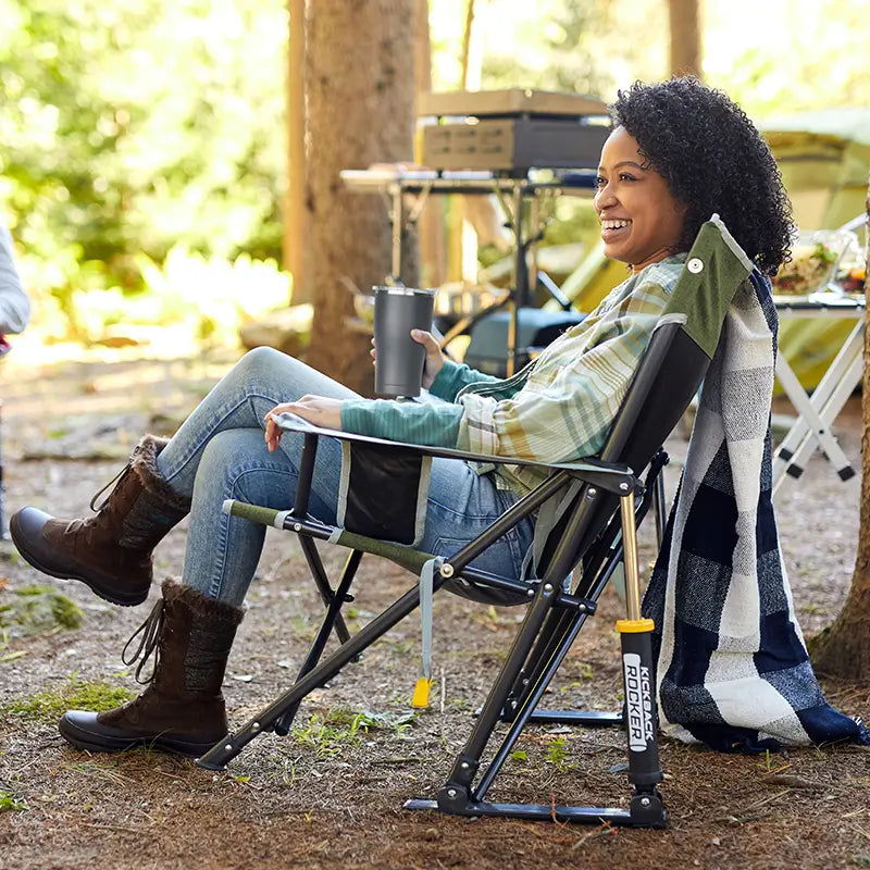 Heavy Duty Kickback Rocker - Outdoor Rocking Chairs with Dynamic Comfort Edge Detail