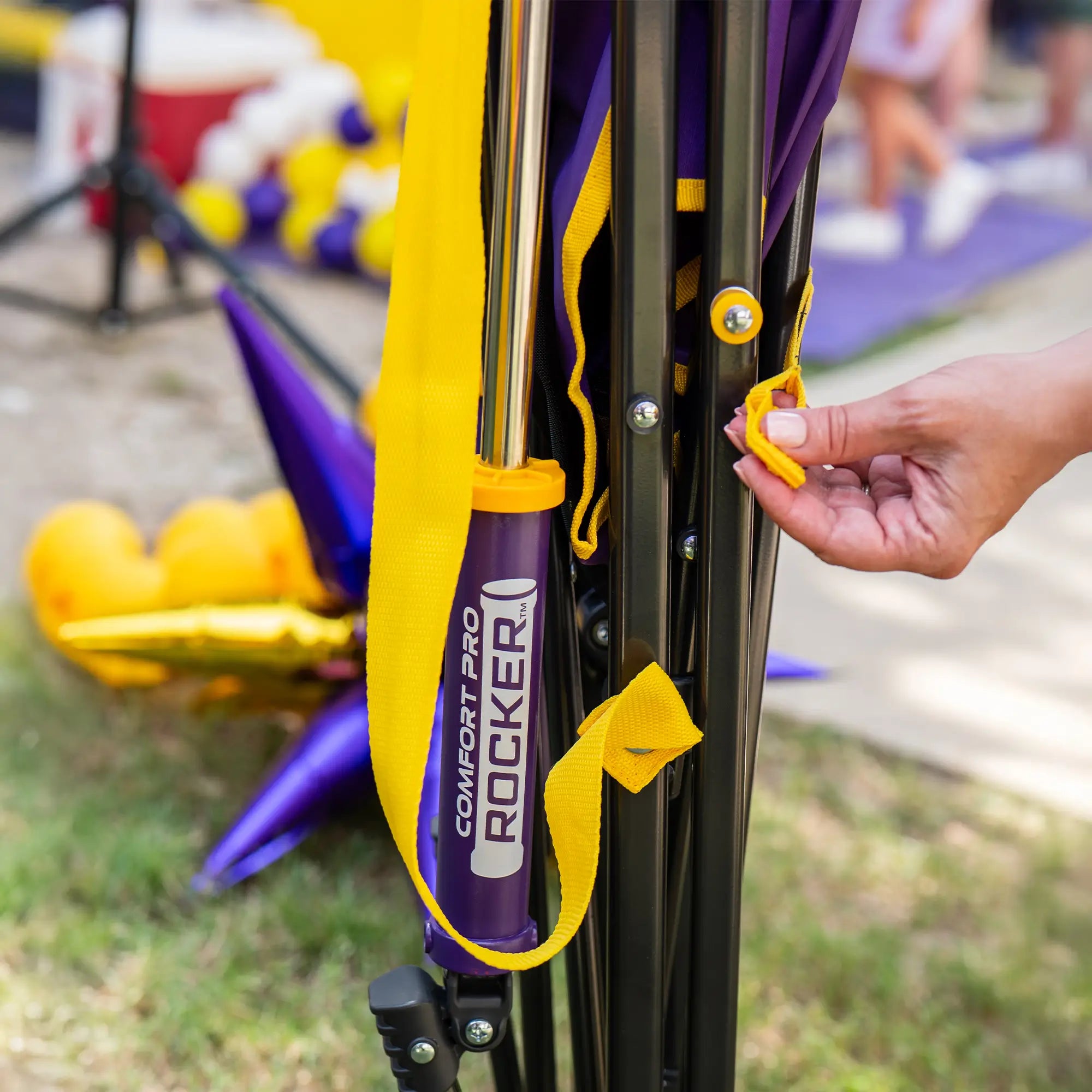 Foldable Comfort Pro Rocker - LSU Tigers - Outdoor Rocking Chairs with Dynamic Comfort Edge Detail