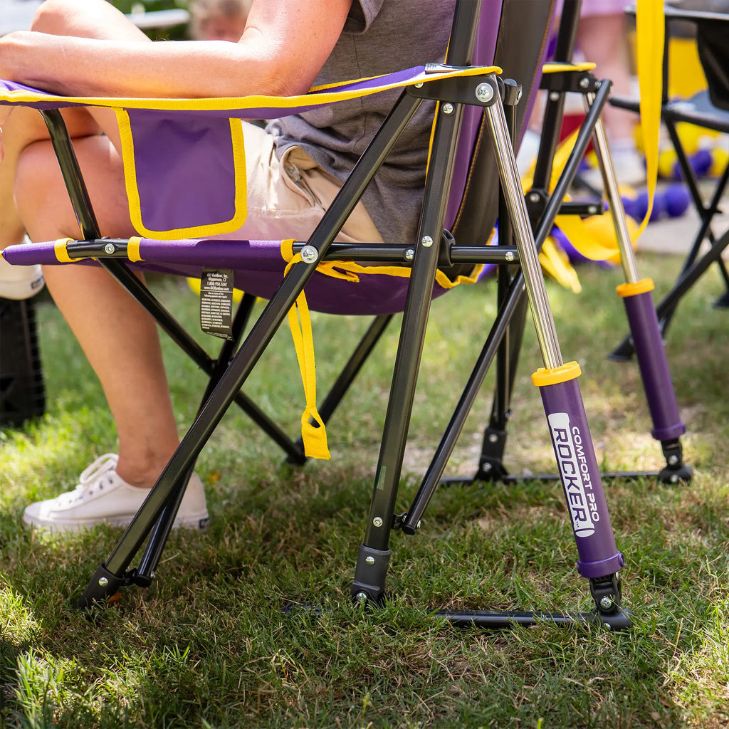 Foldable Comfort Pro Rocker - LSU Tigers - Outdoor Rocking Chairs with Dynamic Comfort Edge Detail
