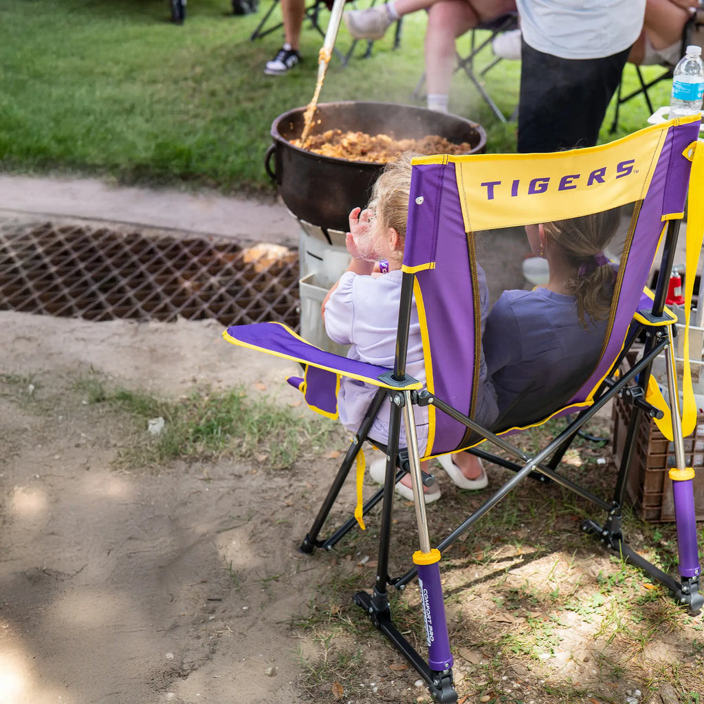 Foldable Comfort Pro Rocker - LSU Tigers - Outdoor Rocking Chairs with Dynamic Comfort Edge Detail