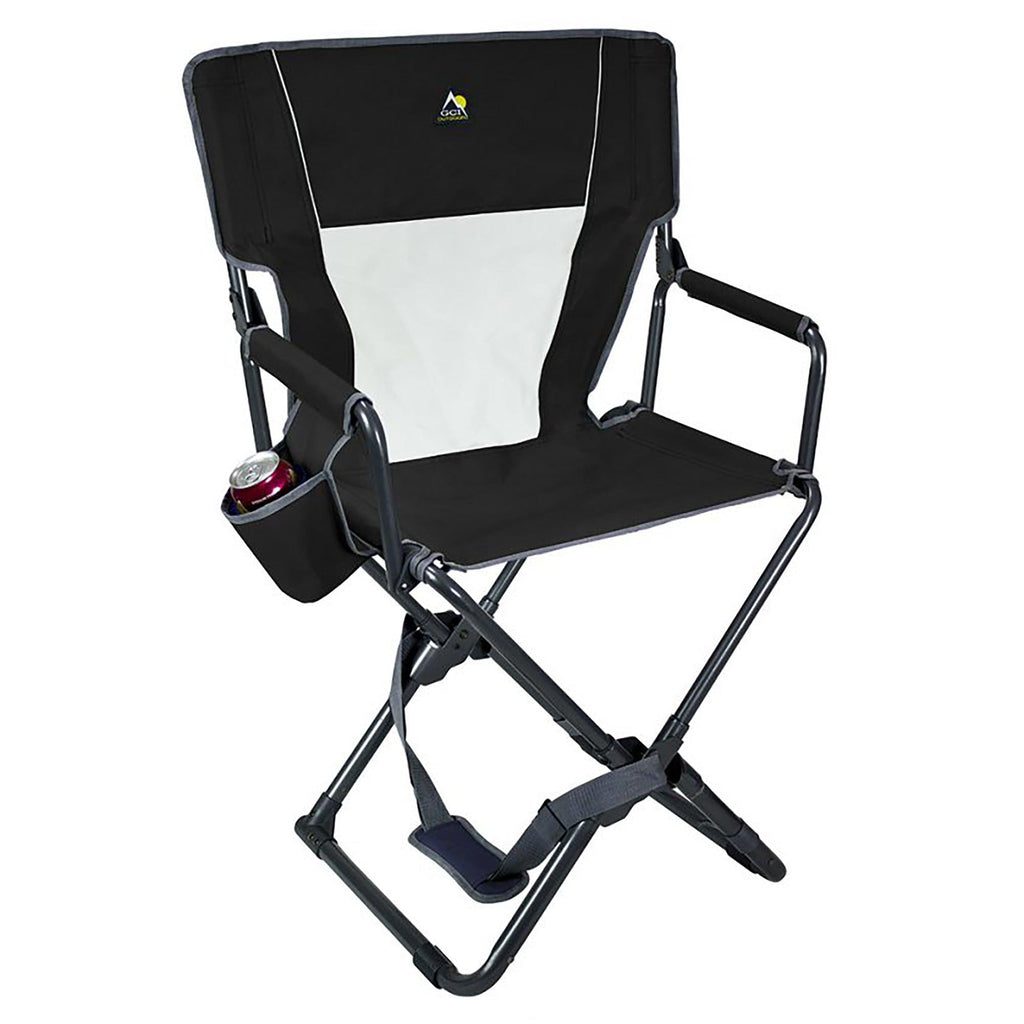 Ergonomic Portable Xpress Director's Chair - Camp Rocker Chair for Fishing & Beach Trips - Black