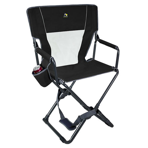 Ergonomic Portable Xpress Director's Chair - Camp Rocker Chair for Fishing & Beach Trips - Black
