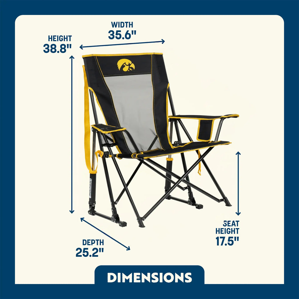 Ultra-Comfortable Comfort Pro Rocker - Iowa Hawkeyes - Outdoor Rocking Chairs with Dynamic Comfort Edge Detail