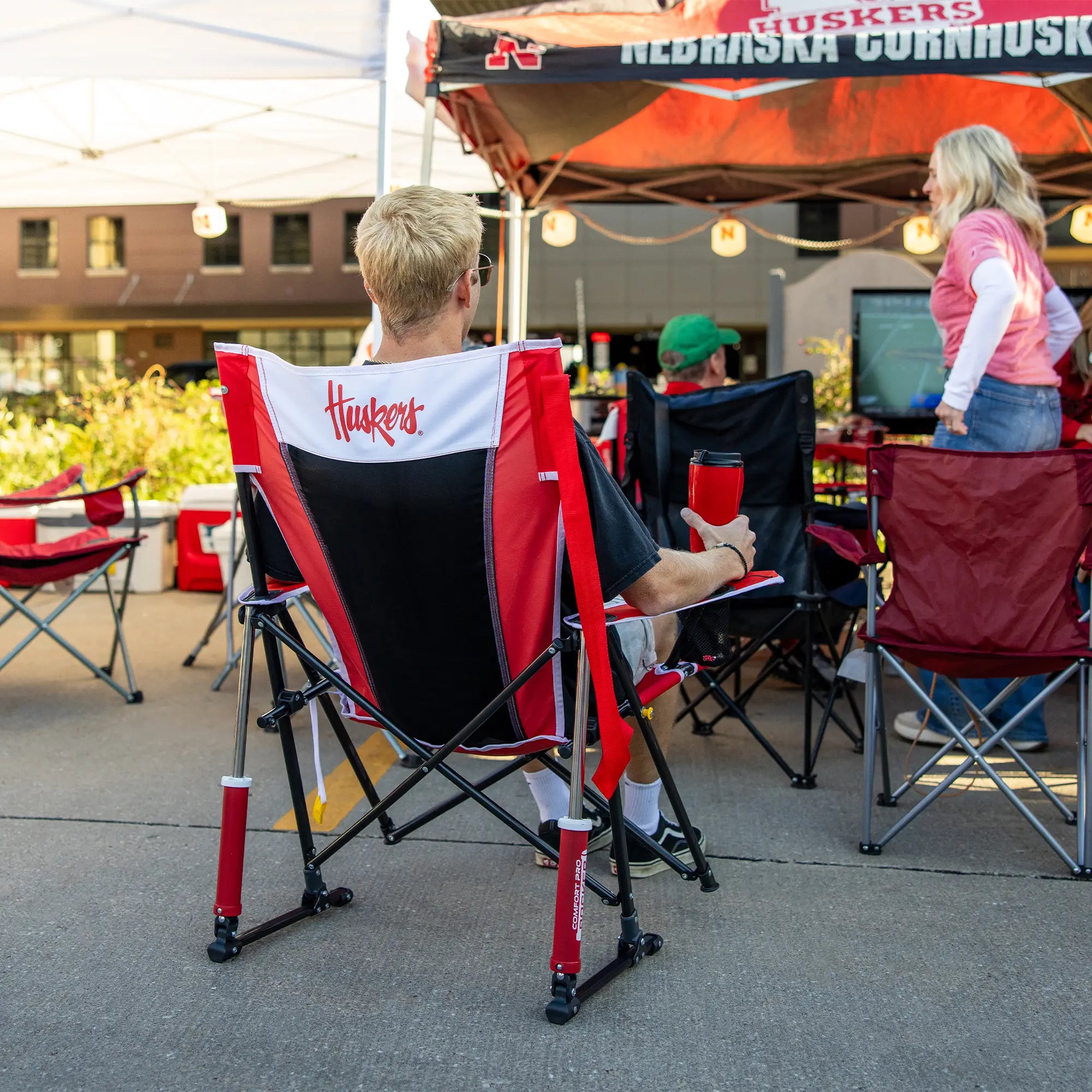 Ultra-Comfortable Comfort Pro Rocker - Nebraska Cornhuskers - Outdoor Rocking Chairs with Dynamic Comfort Edge Detail
