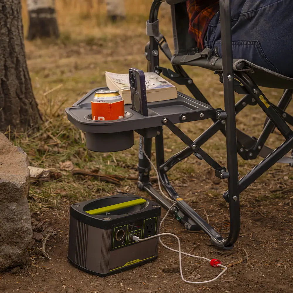 Foldable Stowaway Rocker with Side Table - Camp Rocker Chair for Fishing & Beach Trips Detail