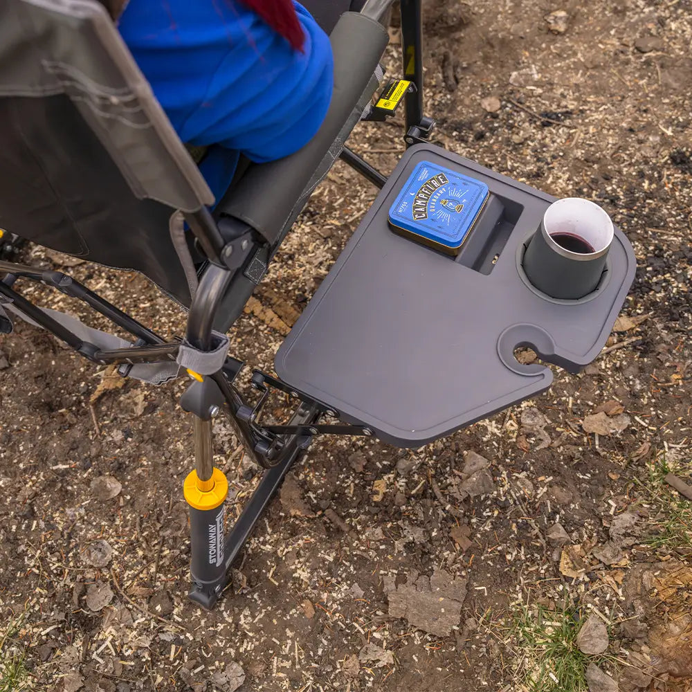 Foldable Stowaway Rocker with Side Table - Camp Rocker Chair for Fishing & Beach Trips Detail