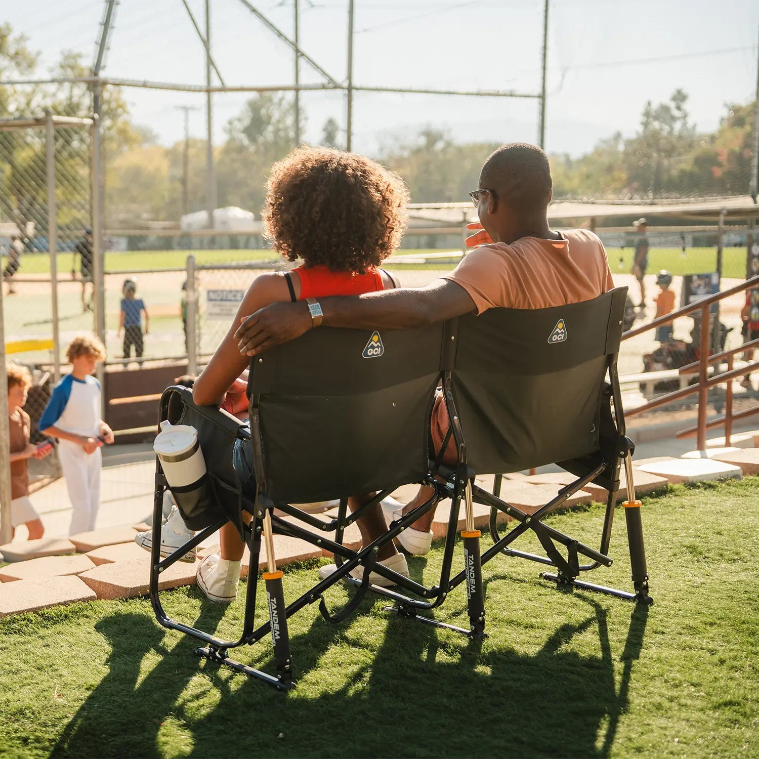 Heavy Duty Tandem Rocker - Folding Rocking Chair - Perfect for Tailgating Detail