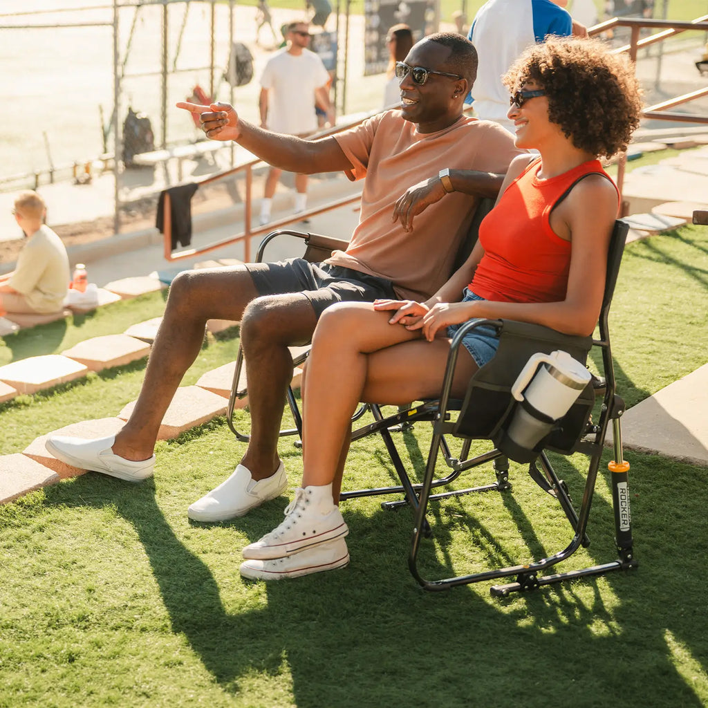 Heavy Duty Tandem Rocker - Folding Rocking Chair - Perfect for Tailgating Detail