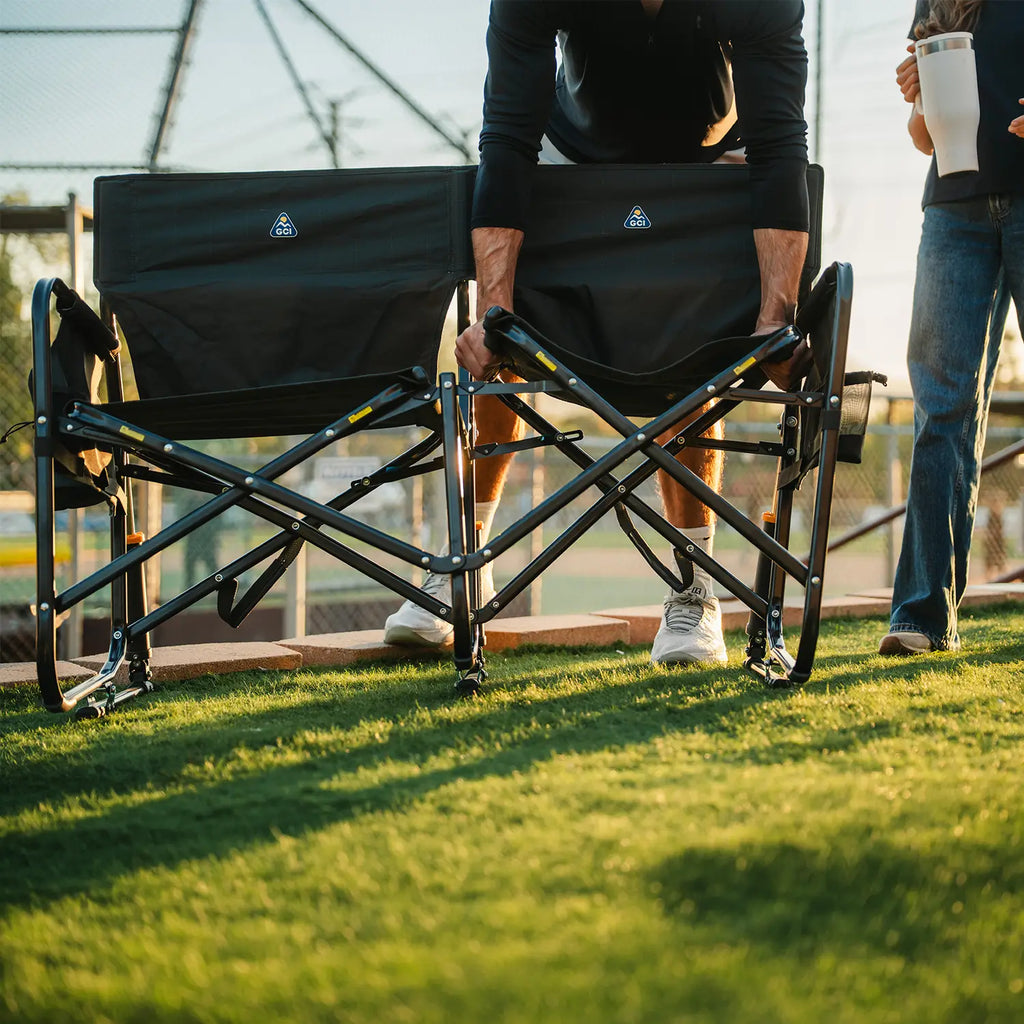 Heavy Duty Tandem Rocker - Folding Rocking Chair - Perfect for Tailgating Detail
