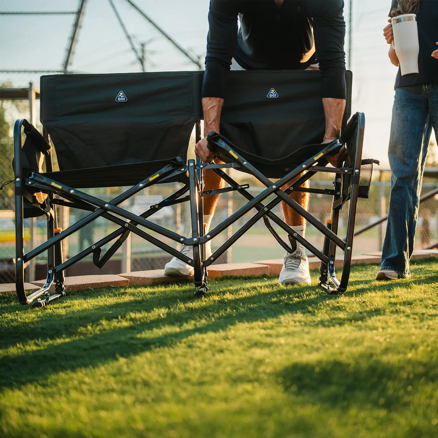 Heavy Duty Tandem Rocker - Folding Rocking Chair - Perfect for Tailgating Detail