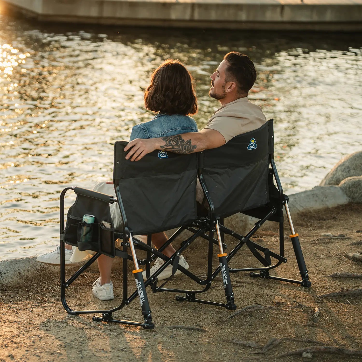 Heavy Duty Tandem Rocker - Folding Rocking Chair - Perfect for Tailgating Detail