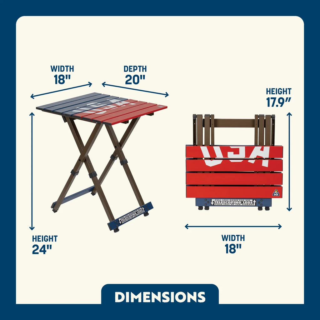 Portable Outdoor Compact Camp Table 20 - USA Anniversary Deluxe - Portable Camp Kitchen Table Counter Detail