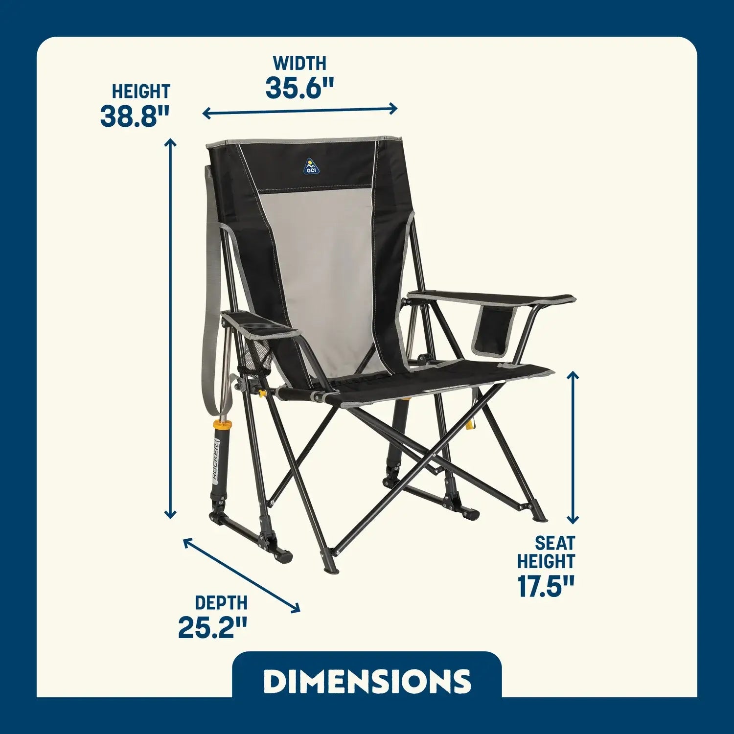 Foldable Comfort Pro Rocker - Rocker Chair for Camping & Lawns Detail