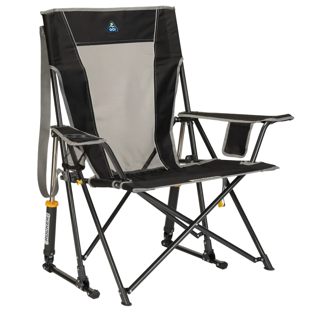 Foldable Comfort Pro Rocker - Rocker Chair for Camping & Lawns - Black