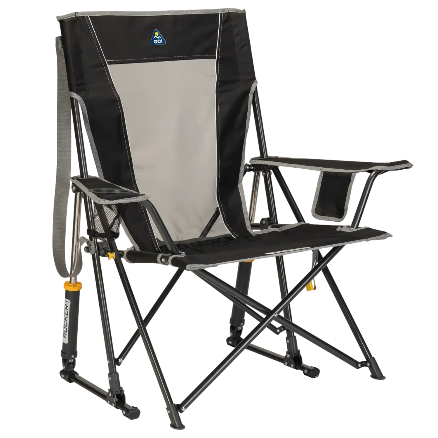 Foldable Comfort Pro Rocker - Rocker Chair for Camping & Lawns - Black