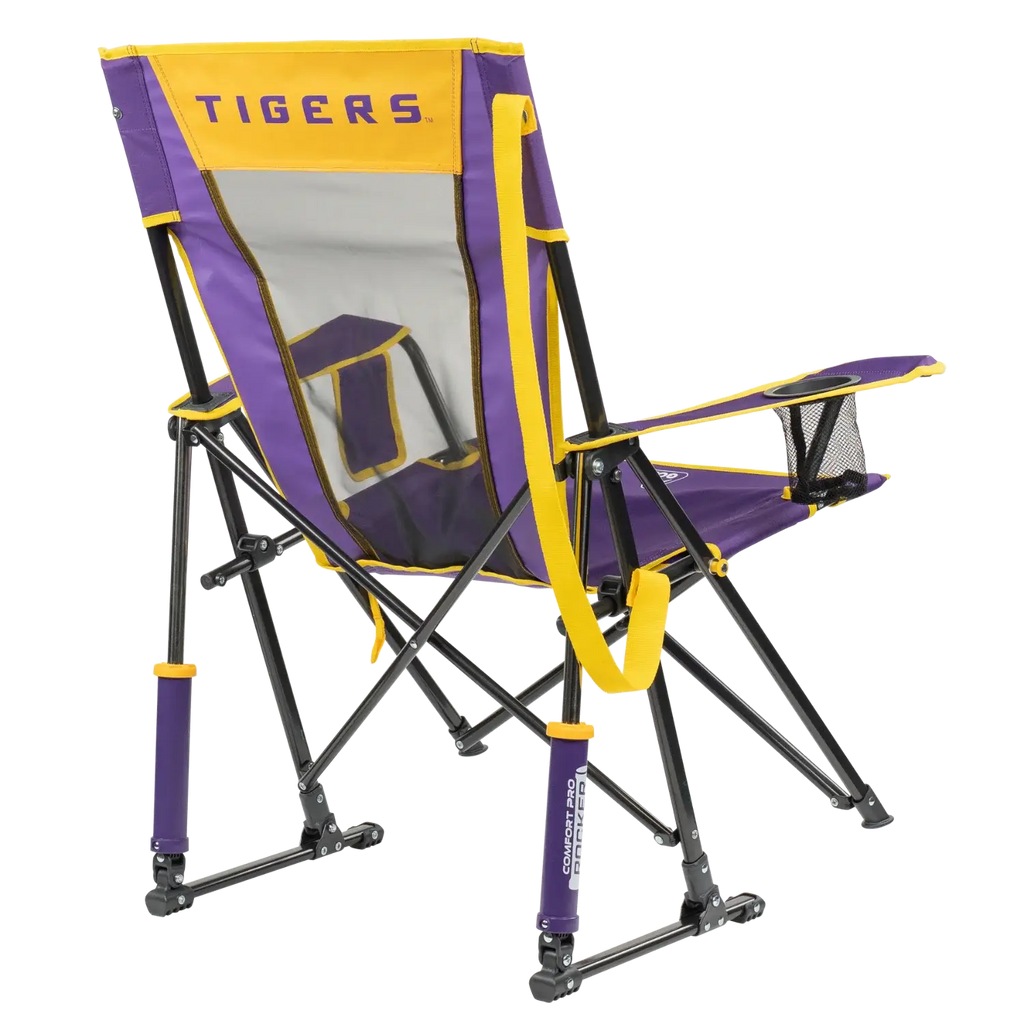 Foldable Comfort Pro Rocker - LSU Tigers - Outdoor Rocking Chairs with Dynamic Comfort Edge Detail