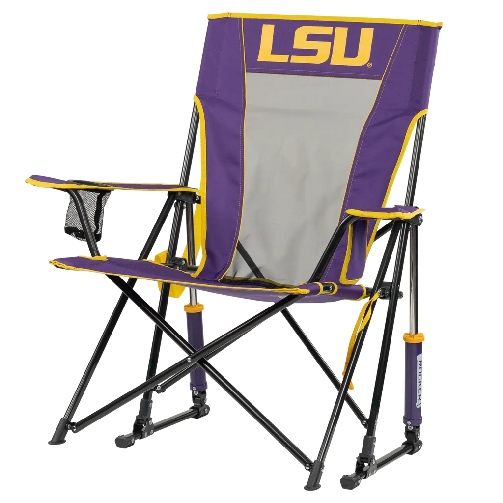 Foldable Comfort Pro Rocker - LSU Tigers - Outdoor Rocking Chairs with Dynamic Comfort Edge Detail