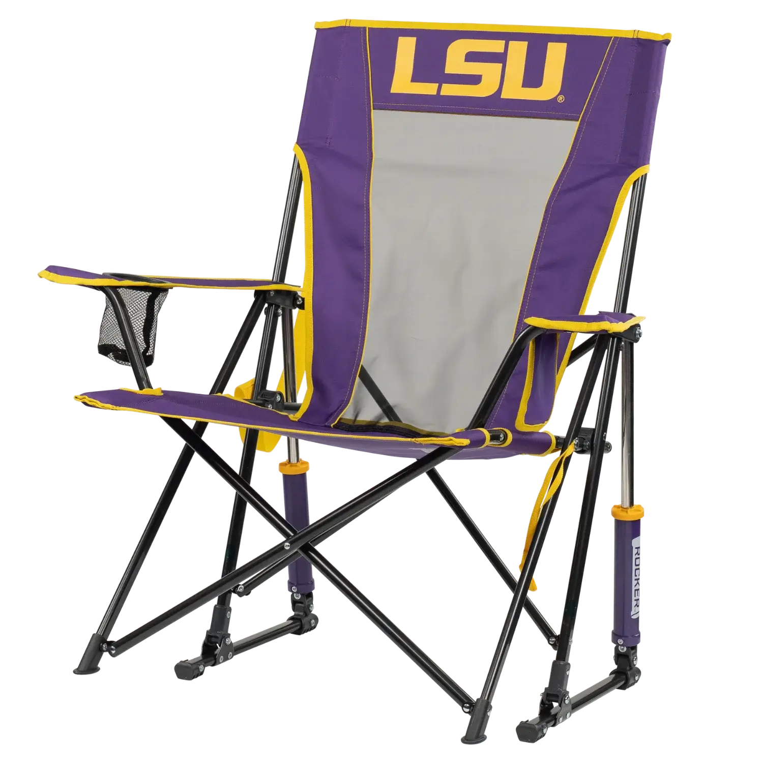Foldable Comfort Pro Rocker - LSU Tigers - Outdoor Rocking Chairs with Dynamic Comfort Edge Detail