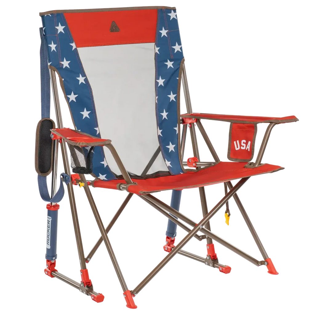 Foldable Comfort Pro Rocker - Rocker Chair for Camping & Lawns - USA Anniversary Deluxe