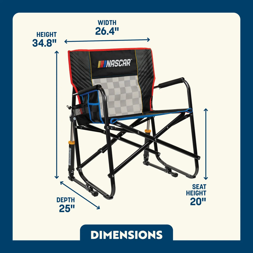 Foldable Freestyle Rocker XL - NASCAR - Folding Rocking Chair - Perfect for Tailgating Detail