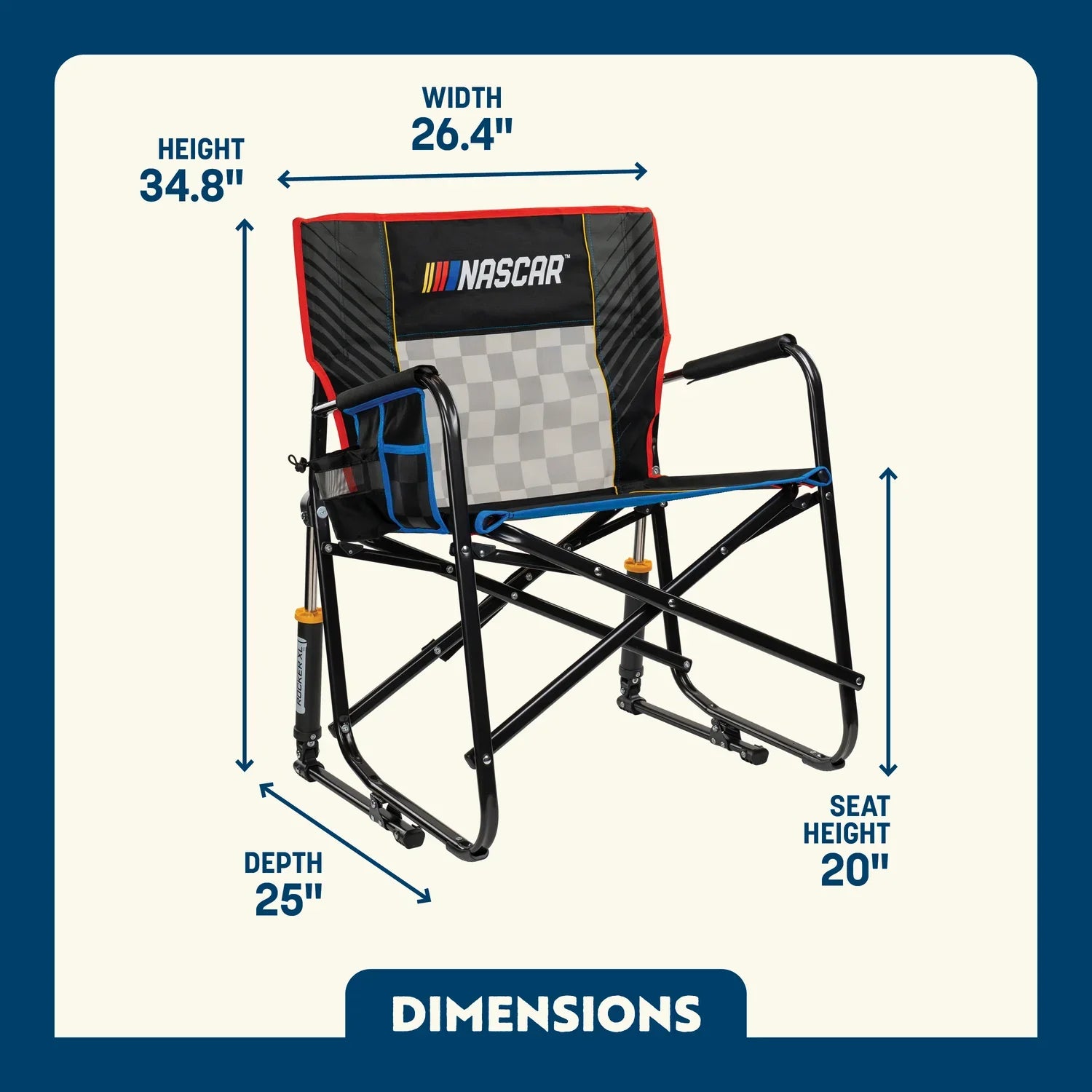 Foldable Freestyle Rocker XL - NASCAR - Folding Rocking Chair - Perfect for Tailgating Detail