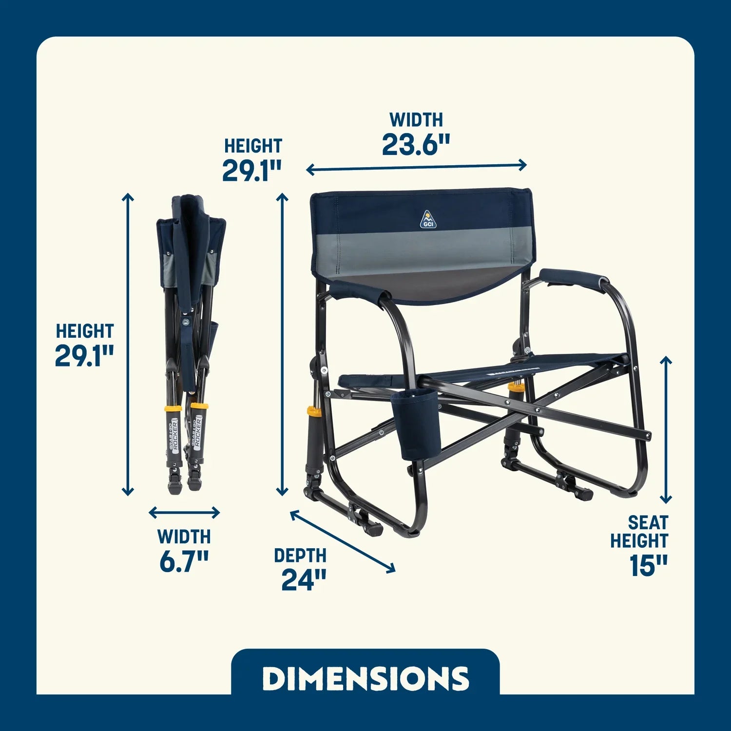 Heavy Duty Grab & Go Rocker - Rocker Chair for Camping & Lawns Detail