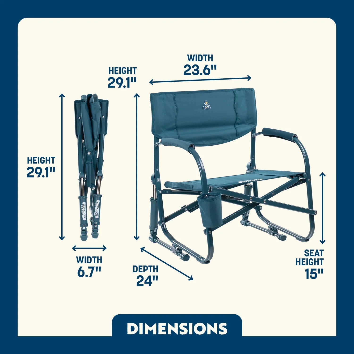 Heavy Duty Grab & Go Rocker - Rocker Chair for Camping & Lawns Detail