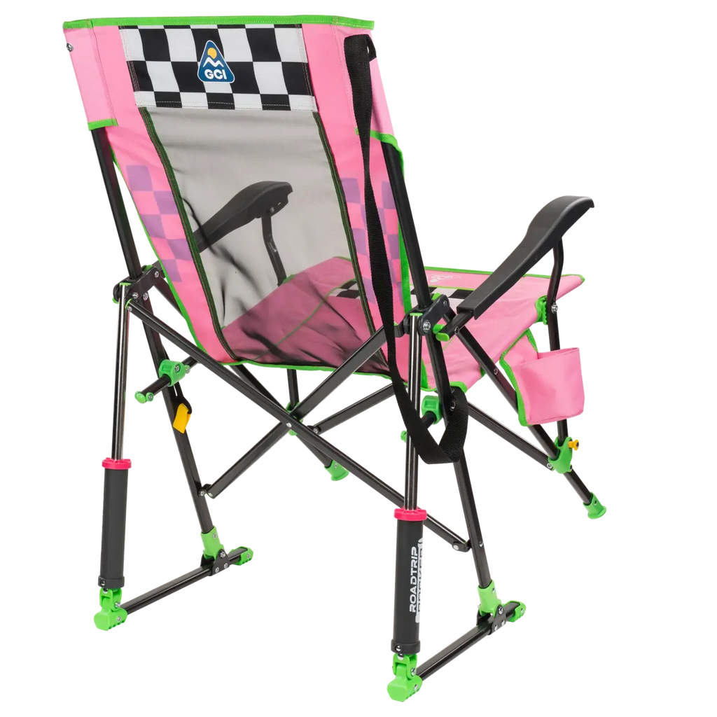 Heavy Duty NASCAR RoadTrip Rocker - Pink - Folding Rocking Chair - Perfect for Tailgating Detail