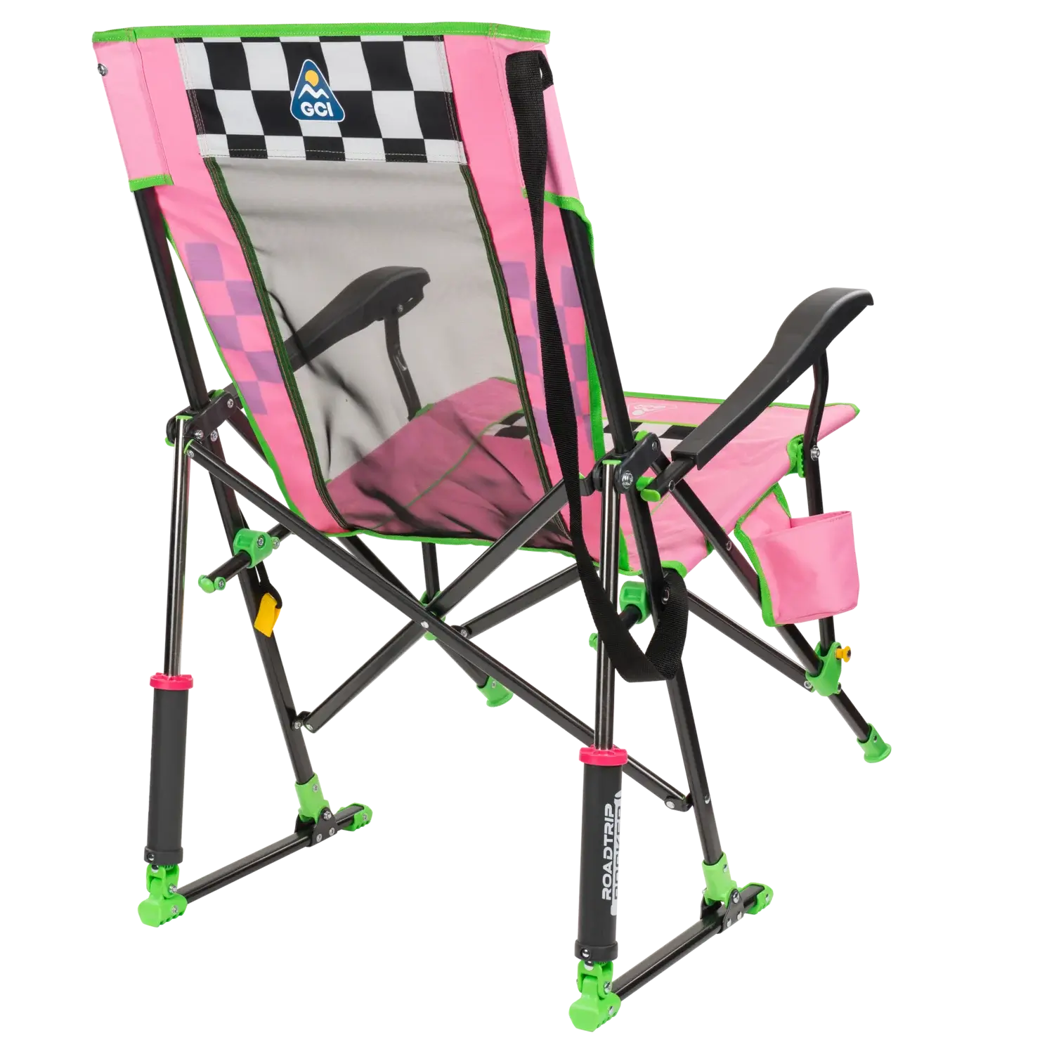 Heavy Duty NASCAR RoadTrip Rocker - Pink - Folding Rocking Chair - Perfect for Tailgating Detail