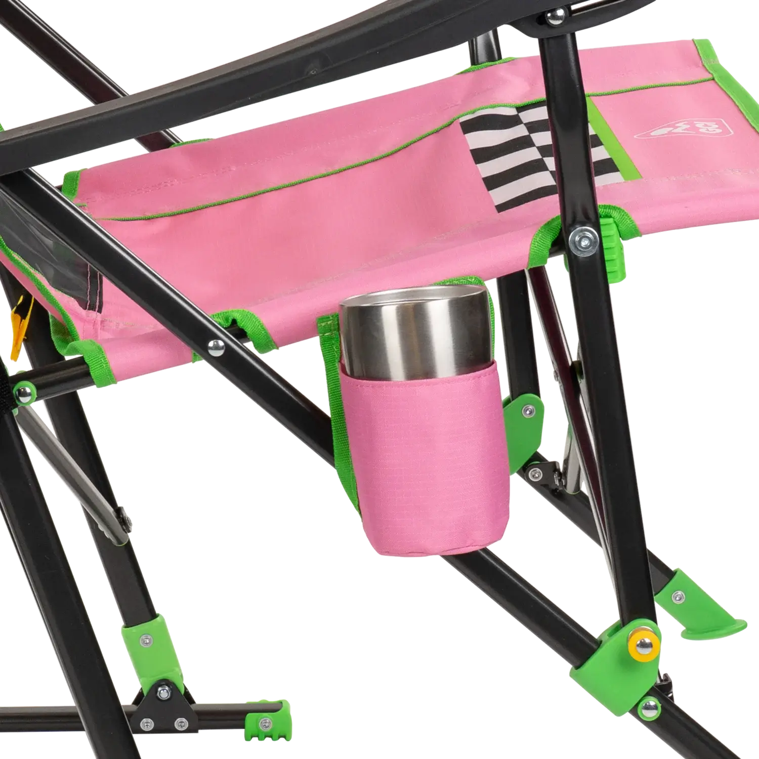 Heavy Duty NASCAR RoadTrip Rocker - Pink - Folding Rocking Chair - Perfect for Tailgating Detail