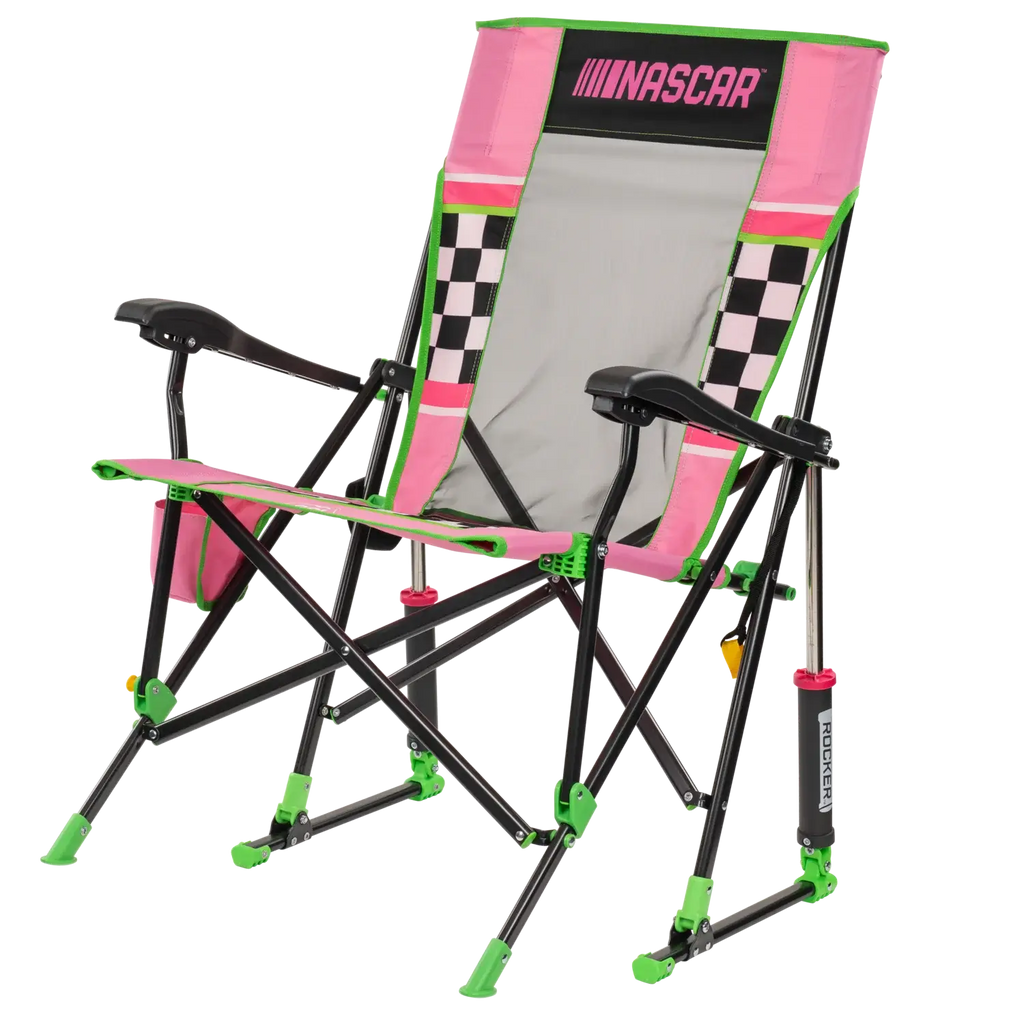 Heavy Duty NASCAR RoadTrip Rocker - Pink - Folding Rocking Chair - Perfect for Tailgating Detail