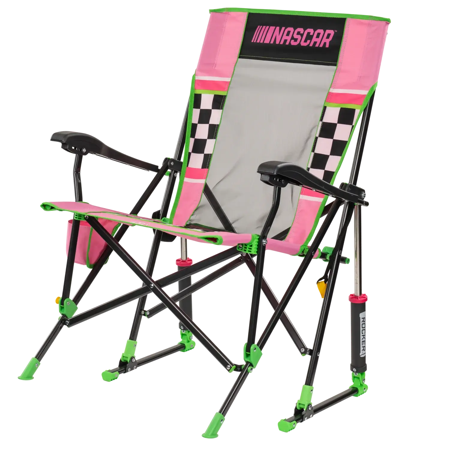 Heavy Duty NASCAR RoadTrip Rocker - Pink - Folding Rocking Chair - Perfect for Tailgating Detail