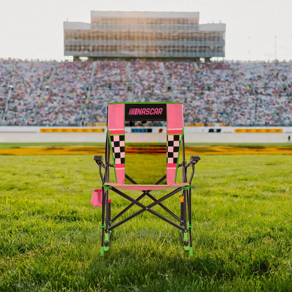 Heavy Duty NASCAR RoadTrip Rocker - Pink - Folding Rocking Chair - Perfect for Tailgating Detail